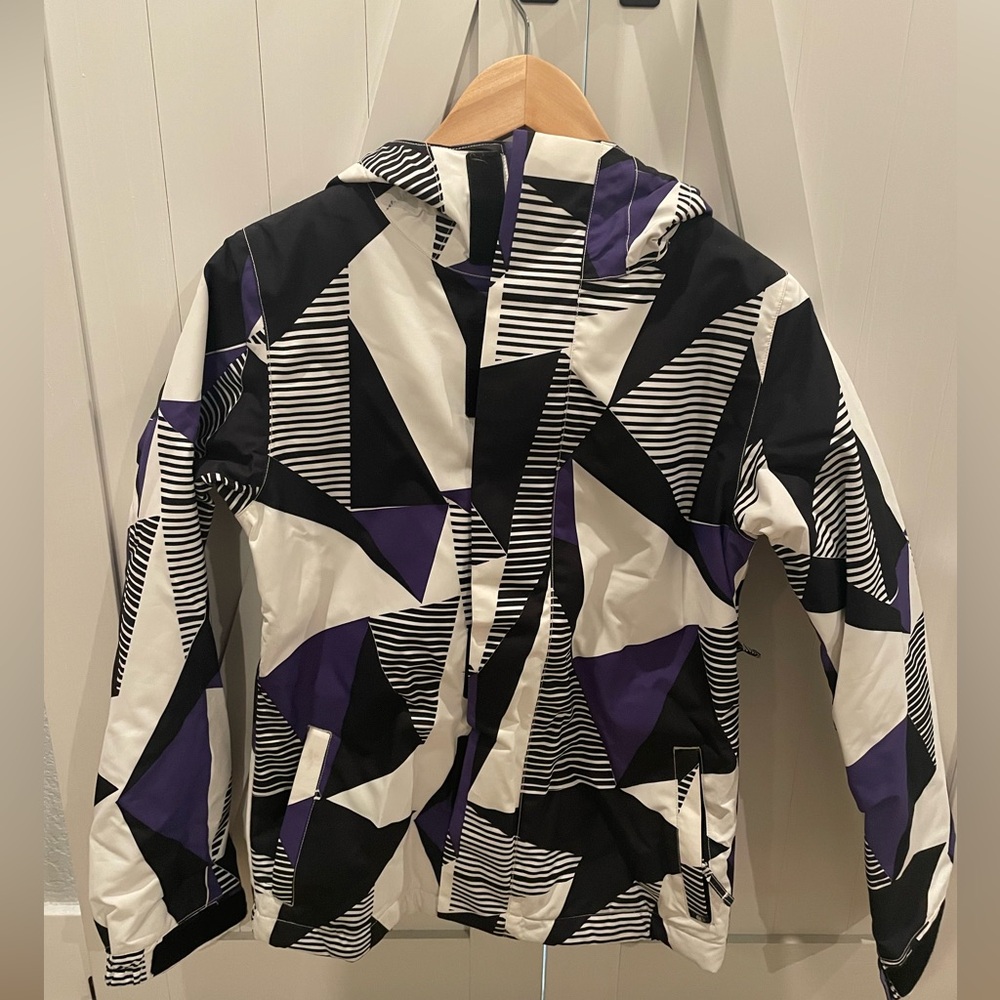 Empyre Snowboard Geometric Black and Purple Jacket Waterproof Size XS Like New